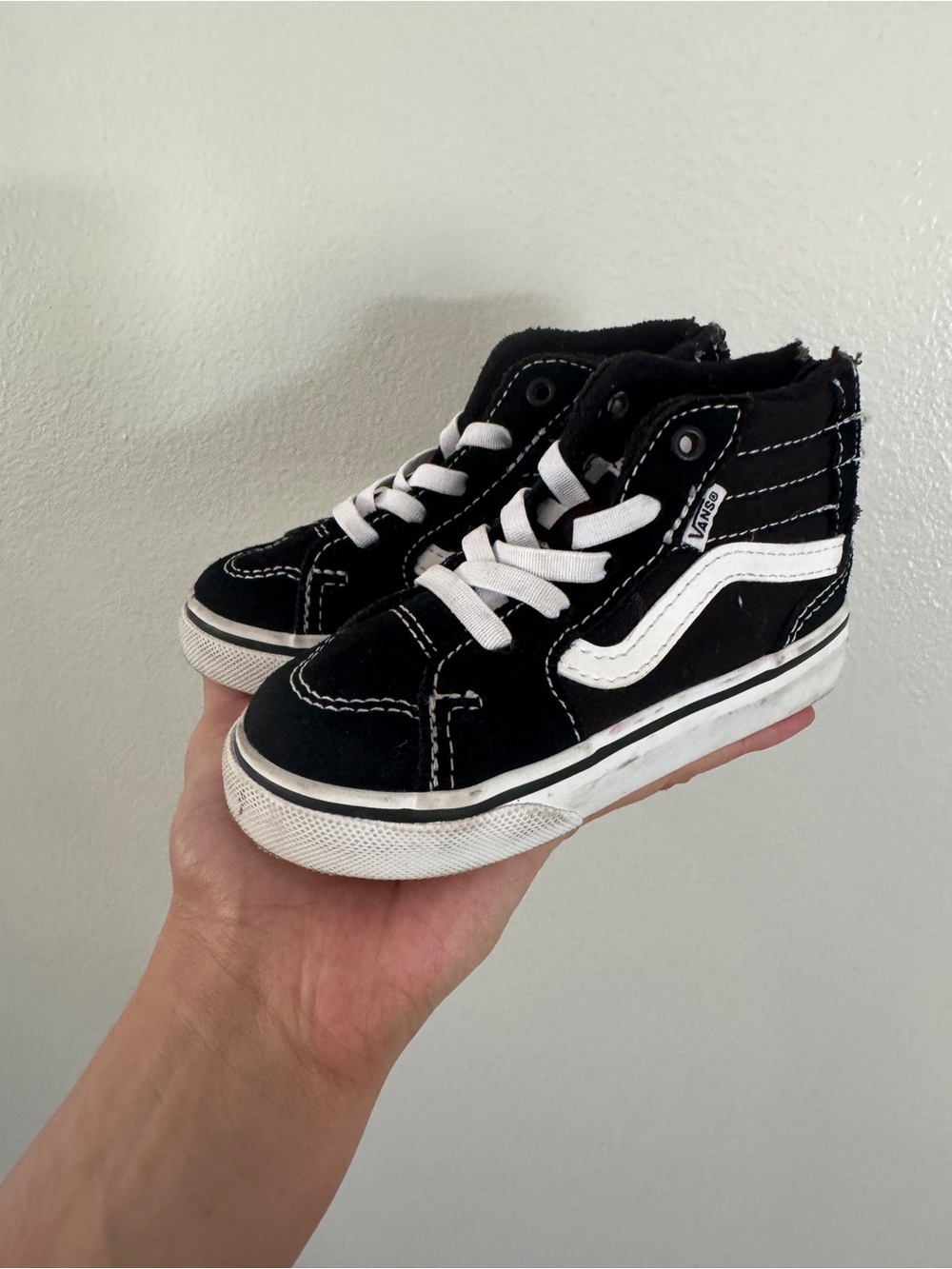 Vans Toddler Black and White High-Top Skate Sneakers